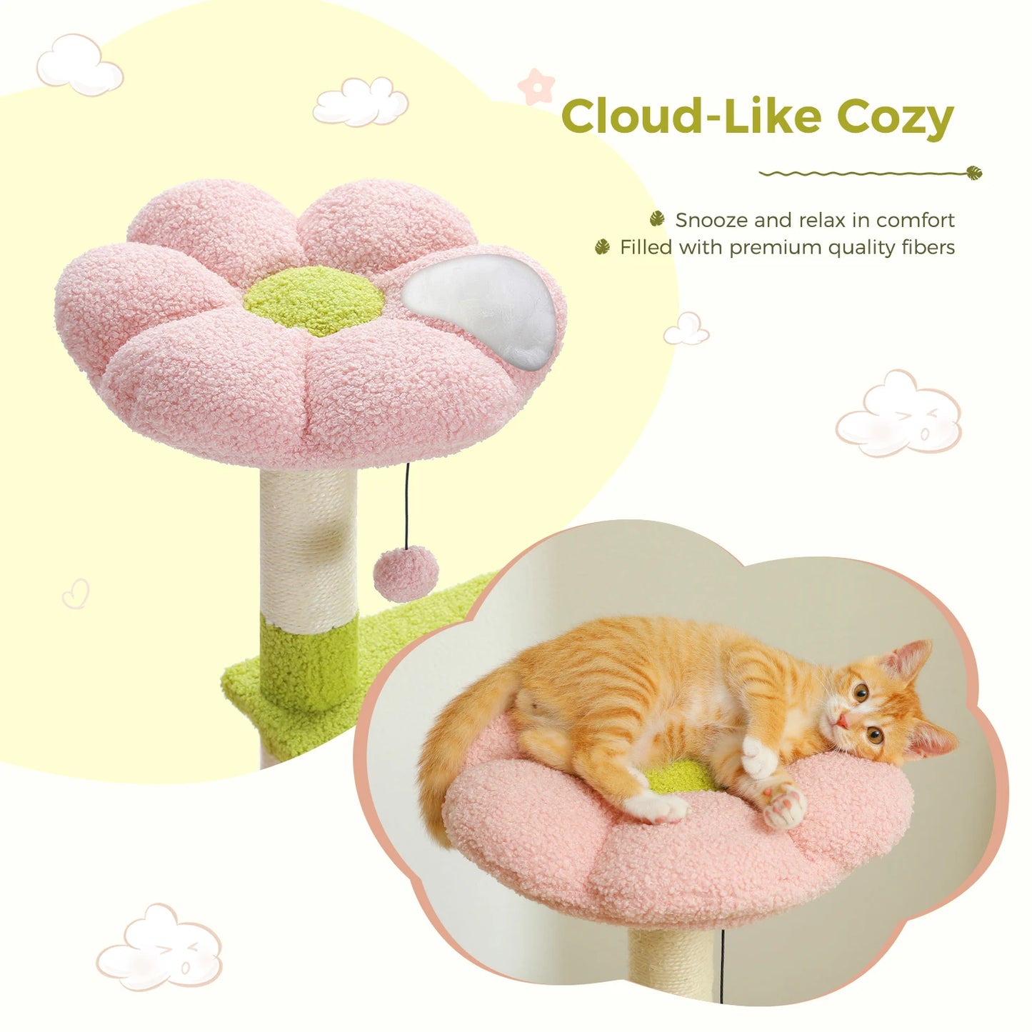 Flower Cat Tree Multi-Level Tower with Sisal