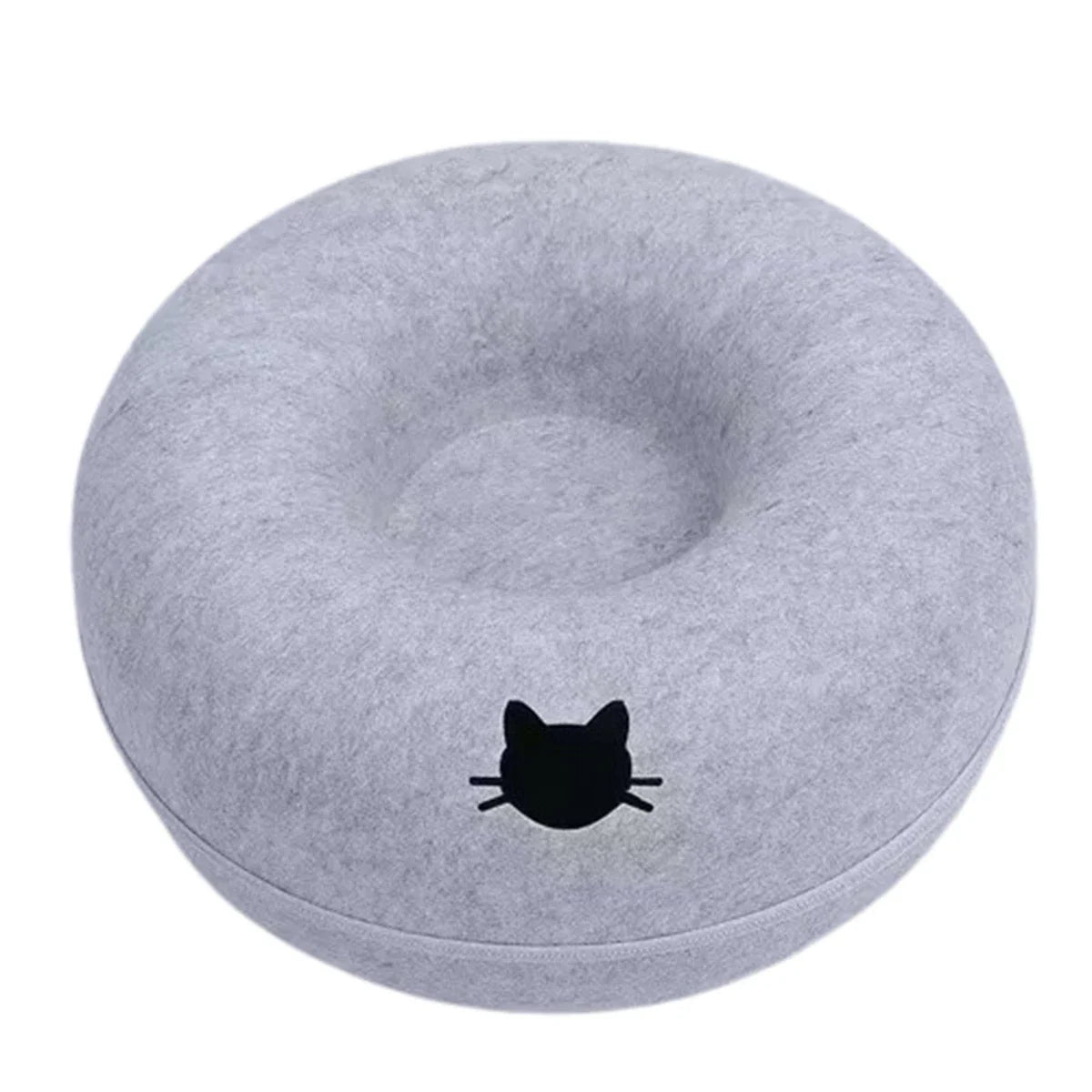 Felt Donut Cat Bed | 2-in-1 Cat Tunnel Bed & Hideout Whisker House