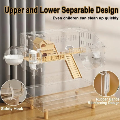 8 in 1 Acrylic Hamster Cage with All Accessories 2Layer