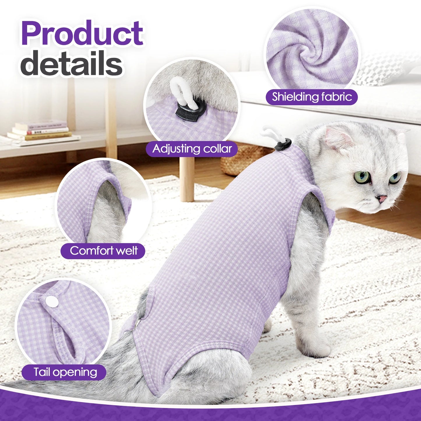 Cat Recovery Suit Onesie for Cats