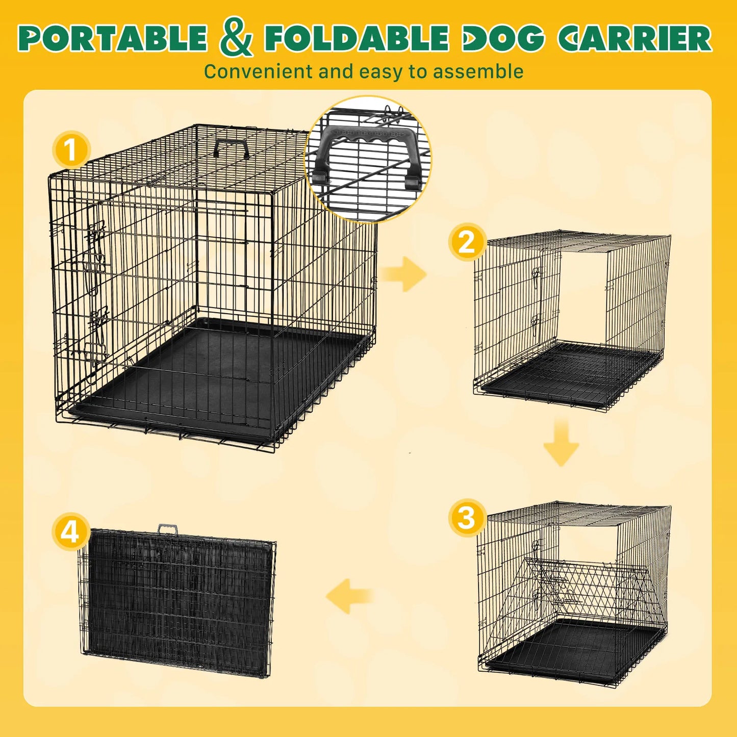 48 Inch Double Door Folding Metal Wire Cage