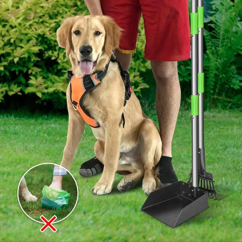 Dog Pooper Scooper Long Handle Stainless Metal
