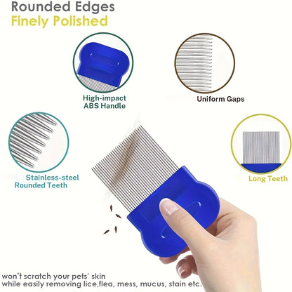 Pack of 4 Flea and Lice Combs, Stainless Steelt Grooming Comb