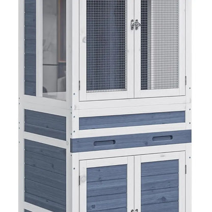 Large Wooden Reptile Enclosure for Lizards Storage, Ventilation, and Wheels