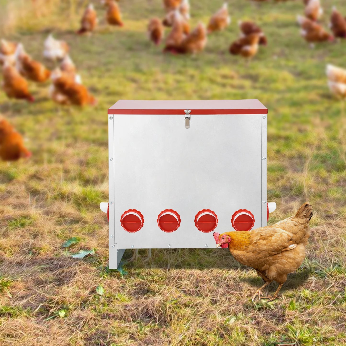 10 Ports Galvanized Metal Chicken Feeder 66.14LBS