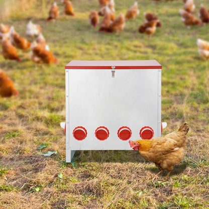 10 Ports Galvanized Metal Chicken Feeder 66.14LBS