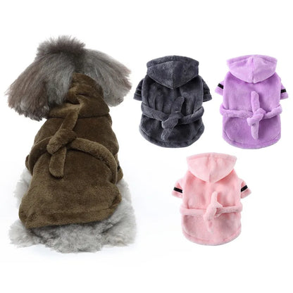 Pet Dog Bathrobe with Hood, Drying Towel