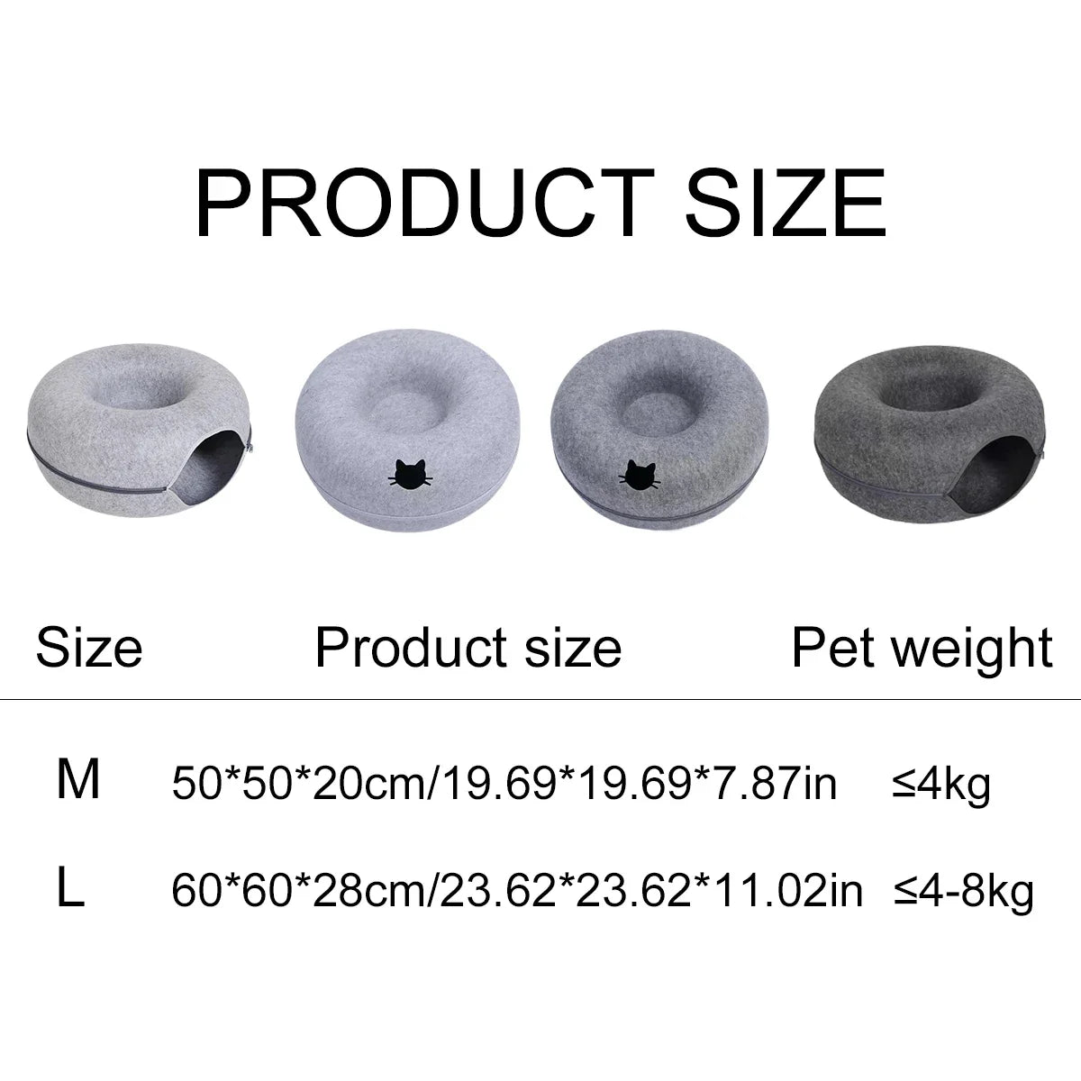 Felt Donut Cat Bed | 2-in-1 Cat Tunnel Bed & Hideout Whisker House
