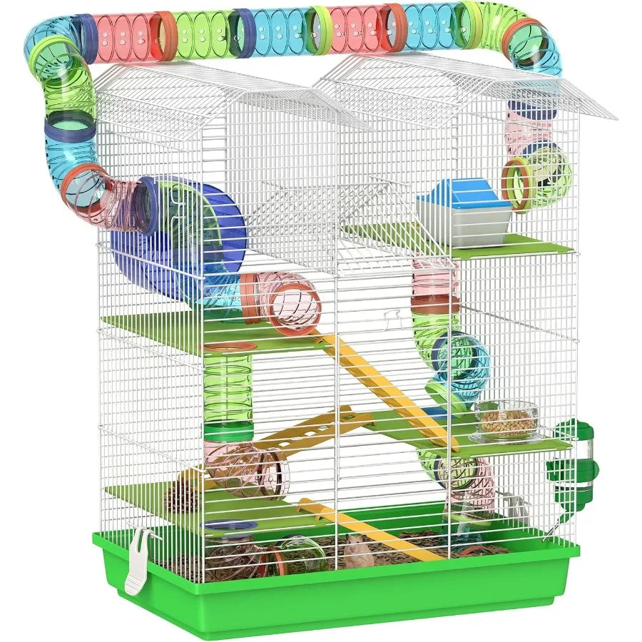 18.5" 5 Tier with Tubes and Tunnels with Water Bottle Food Dish Exercise Wheel