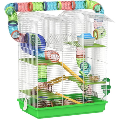 18.5" 5 Tier with Tubes and Tunnels with Water Bottle Food Dish Exercise Wheel