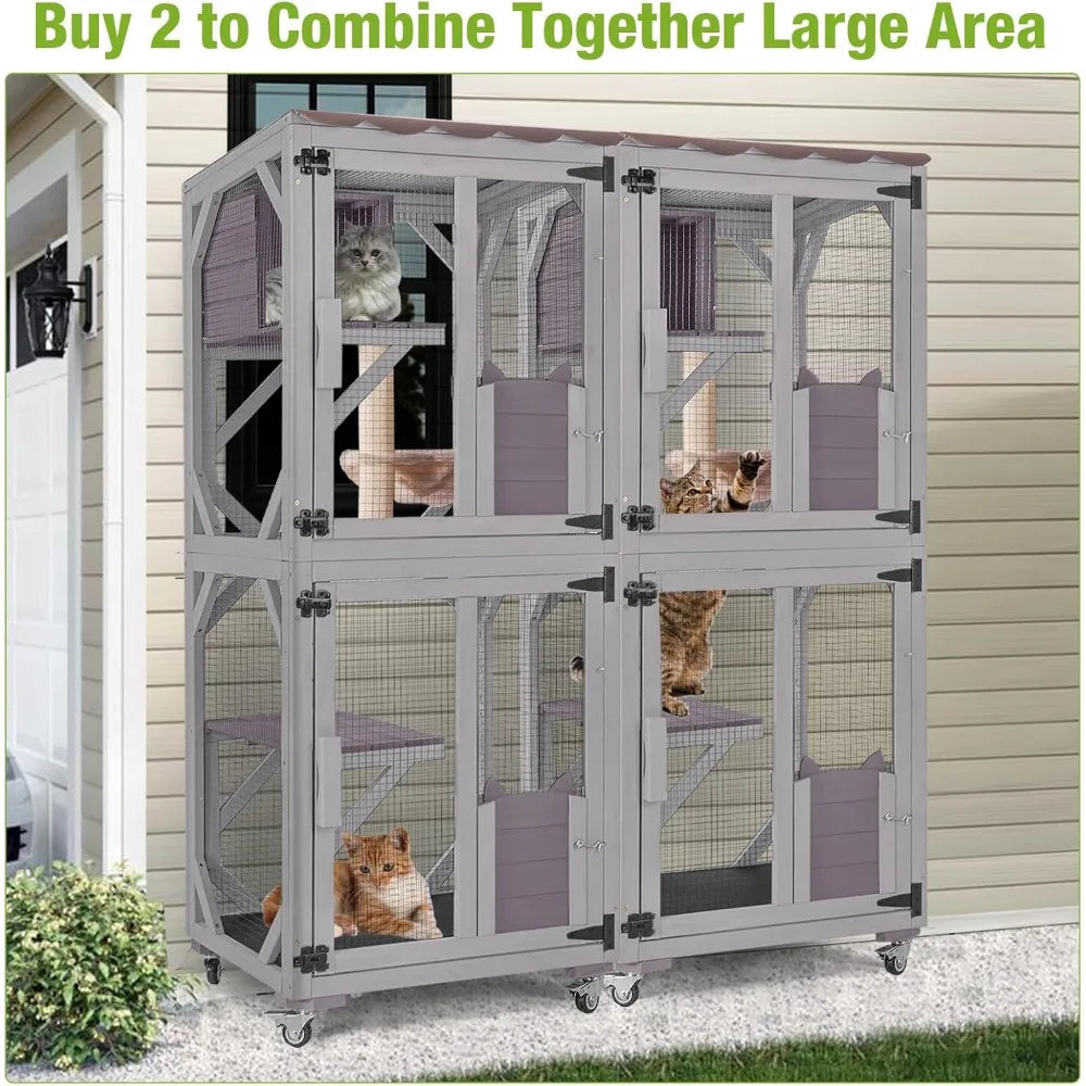 Catio Outdoor  Enclosure Mobile House  On Wheels