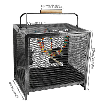 Travel Carrier Cage with Handle Wooden Perch