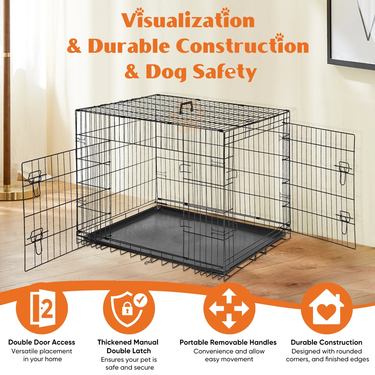 48 Inch Double Door Folding Metal Wire Cage