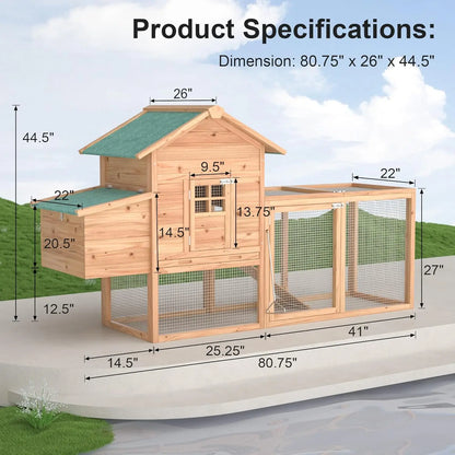 Outdoor Chicken Coop for 2-4 Chickens Wooden House
