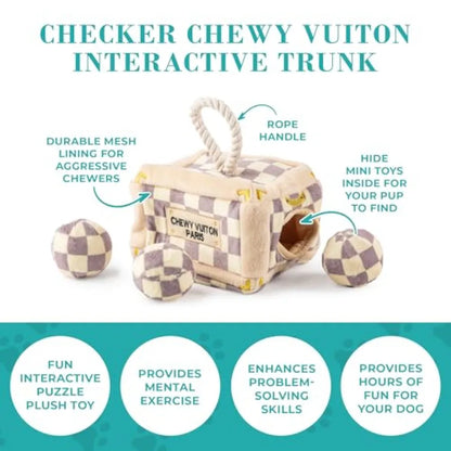 Checker Chewy Trunk Plush Designer Toys with Squeaker