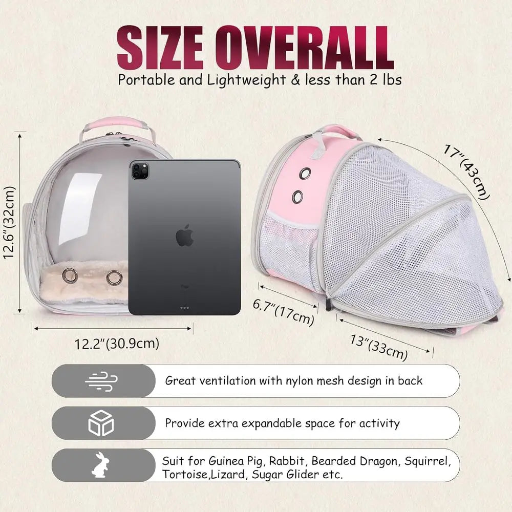 Back Expandable Backpack for Small Animals
