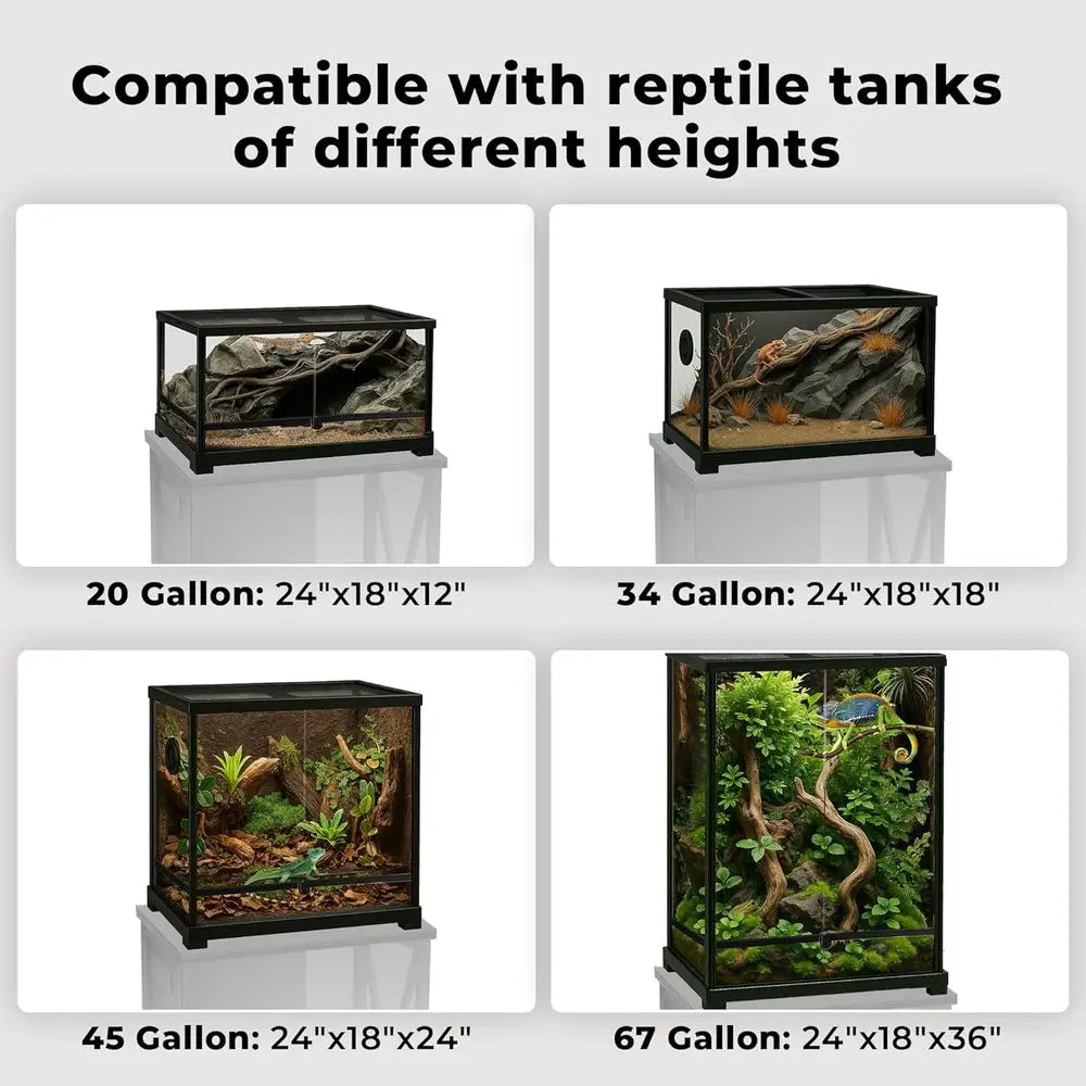 45-67 Gallon Black Reptile Tank Stand with Storage Cabinet