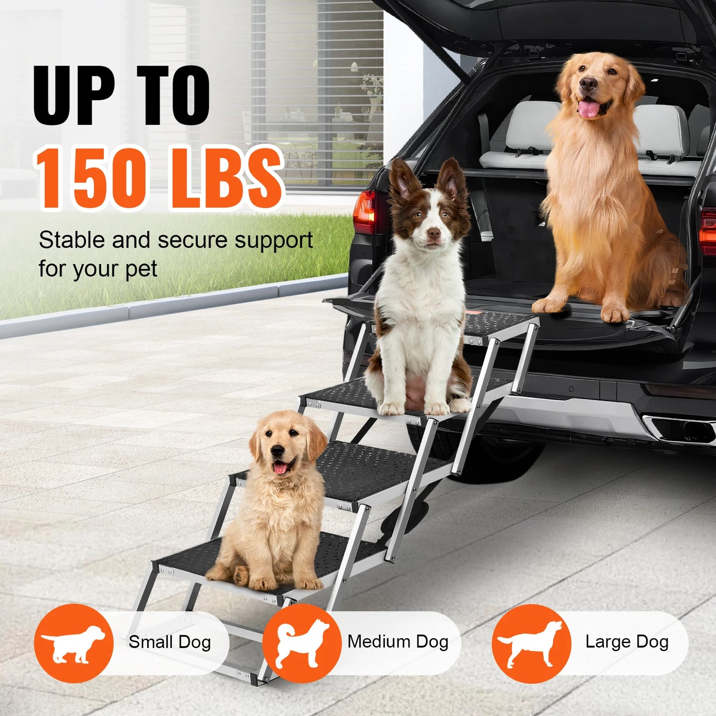 Wide Dog Stair for Cars Folding Portable Lightweight
