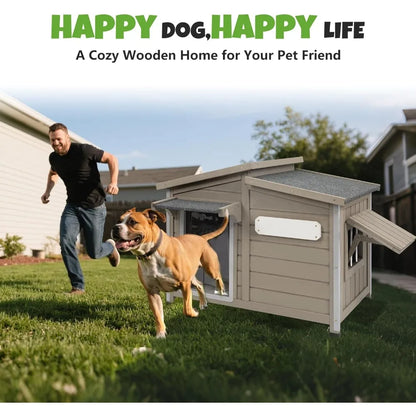 Large Outdoor Wooden Weatherproof House with Adjustable Vent