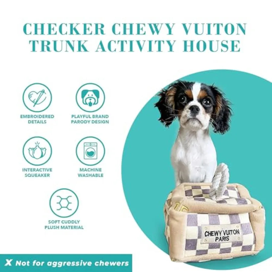 Checker Chewy Trunk Plush Designer Toys with Squeaker