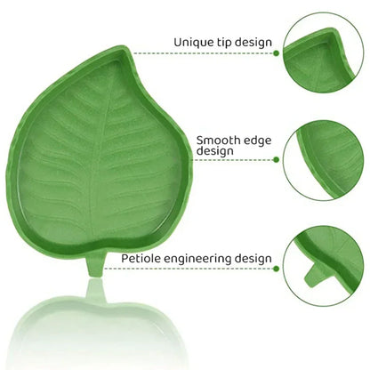 Leaf Shape Reptile Feeder Food Water Bowl For Small Pets