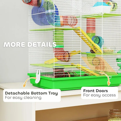 18.5" 5 Tier with Tubes and Tunnels with Water Bottle Food Dish Exercise Wheel