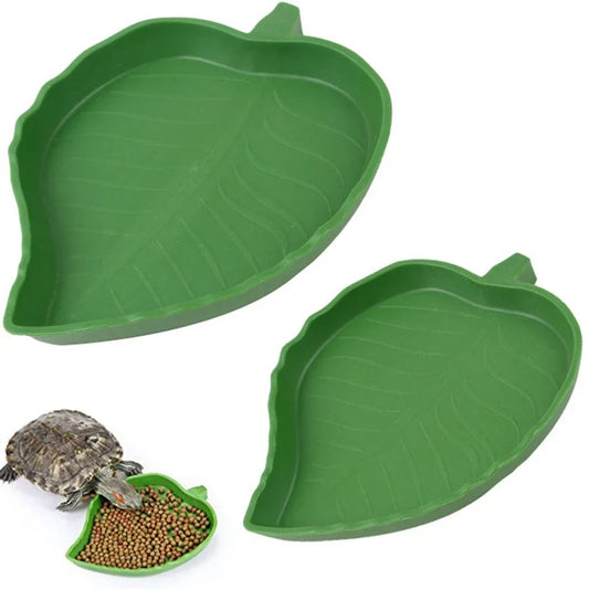 Leaf Shape Reptile Feeder Food Water Bowl For Small Pets