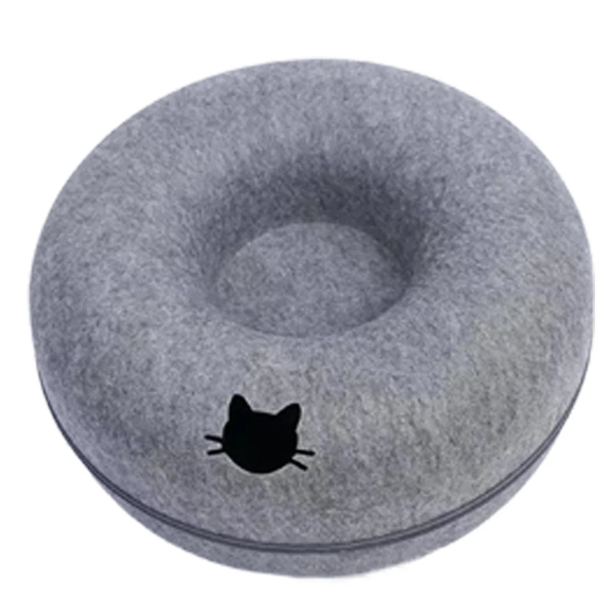Felt Donut Cat Bed | 2-in-1 Cat Tunnel Bed & Hideout Whisker House