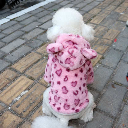 Winter Warm Fleece Hoodie Leopard Jacket