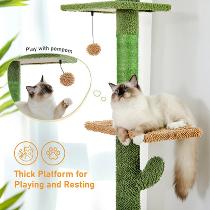 Cat Tree 5-Tier Floor to Ceiling Cactus