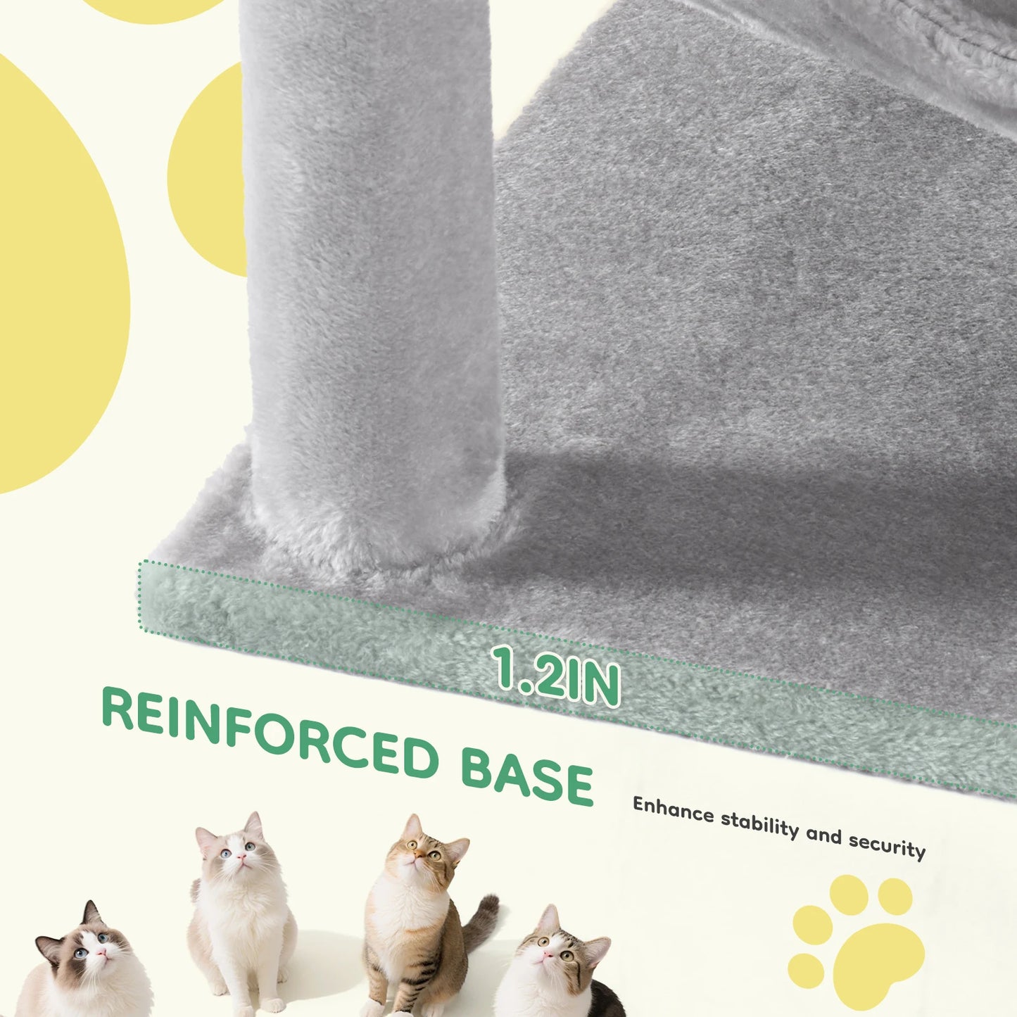 44In Tall Multi-Cat Climbing Tower Natural Sisal Scratching Posts