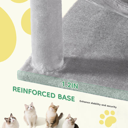44In Tall Multi-Cat Climbing Tower Natural Sisal Scratching Posts