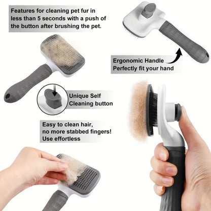Dual-Use  Grooming Brush 20×10×5.5cm, Self-Cleaning Slicker Comb