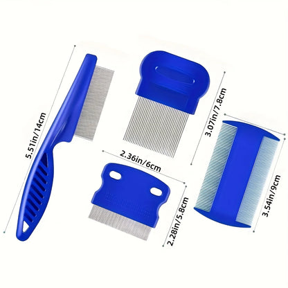 Pack of 4 Flea and Lice Combs, Stainless Steelt Grooming Comb