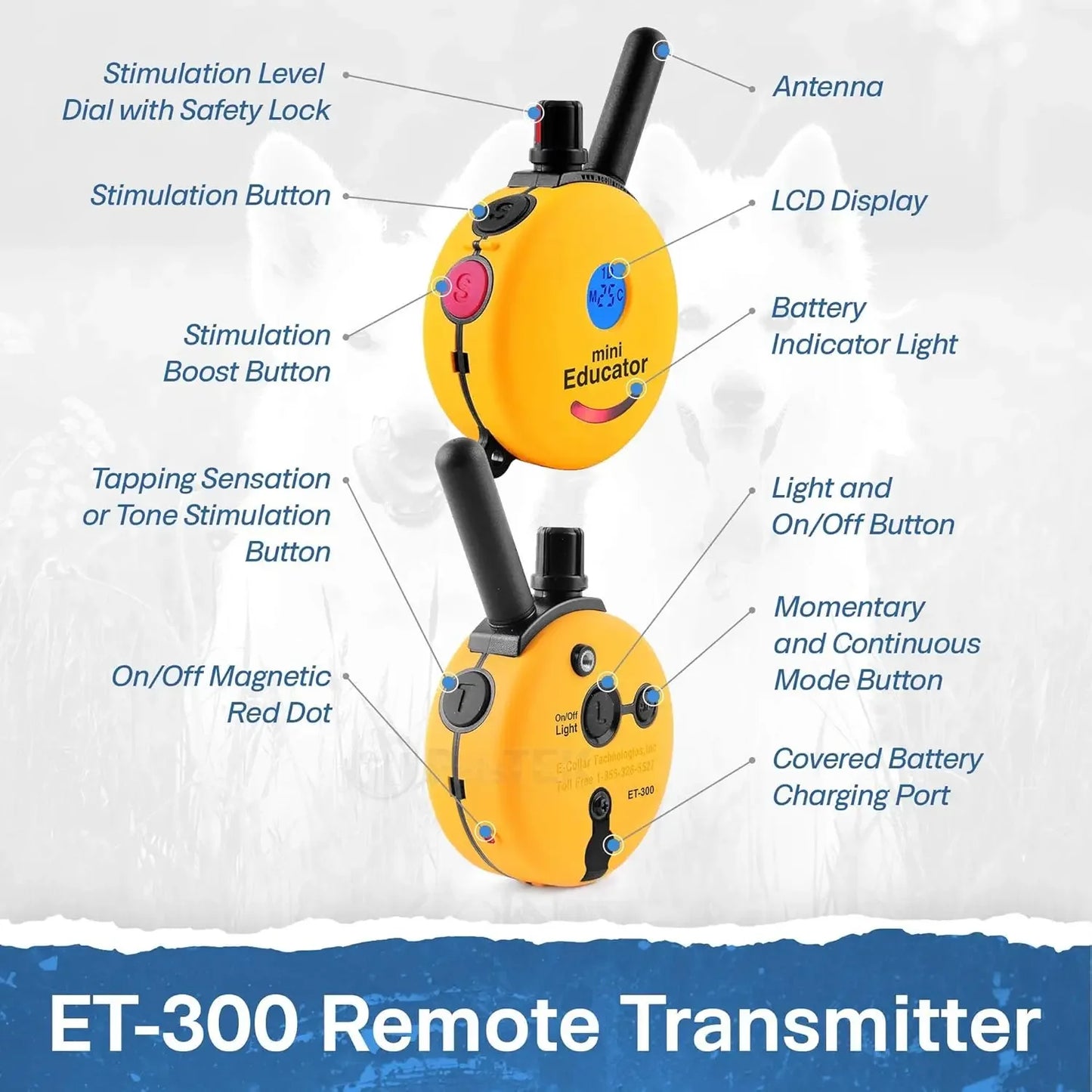 ET-300 Mini E CollarTraining with Remote - 1/2 Mile Range