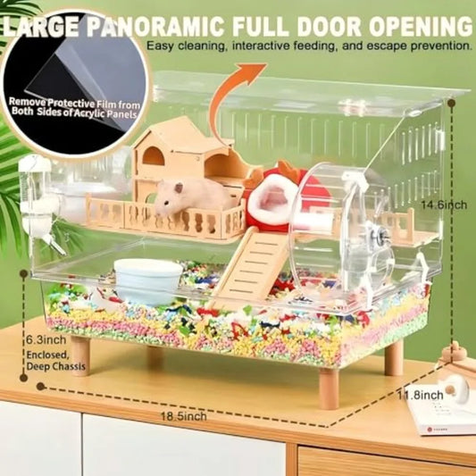 8 in 1 Acrylic Hamster Cage with All Accessories 2Layer