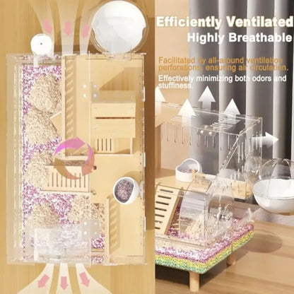 8 in 1 Acrylic Hamster Cage with All Accessories 2Layer