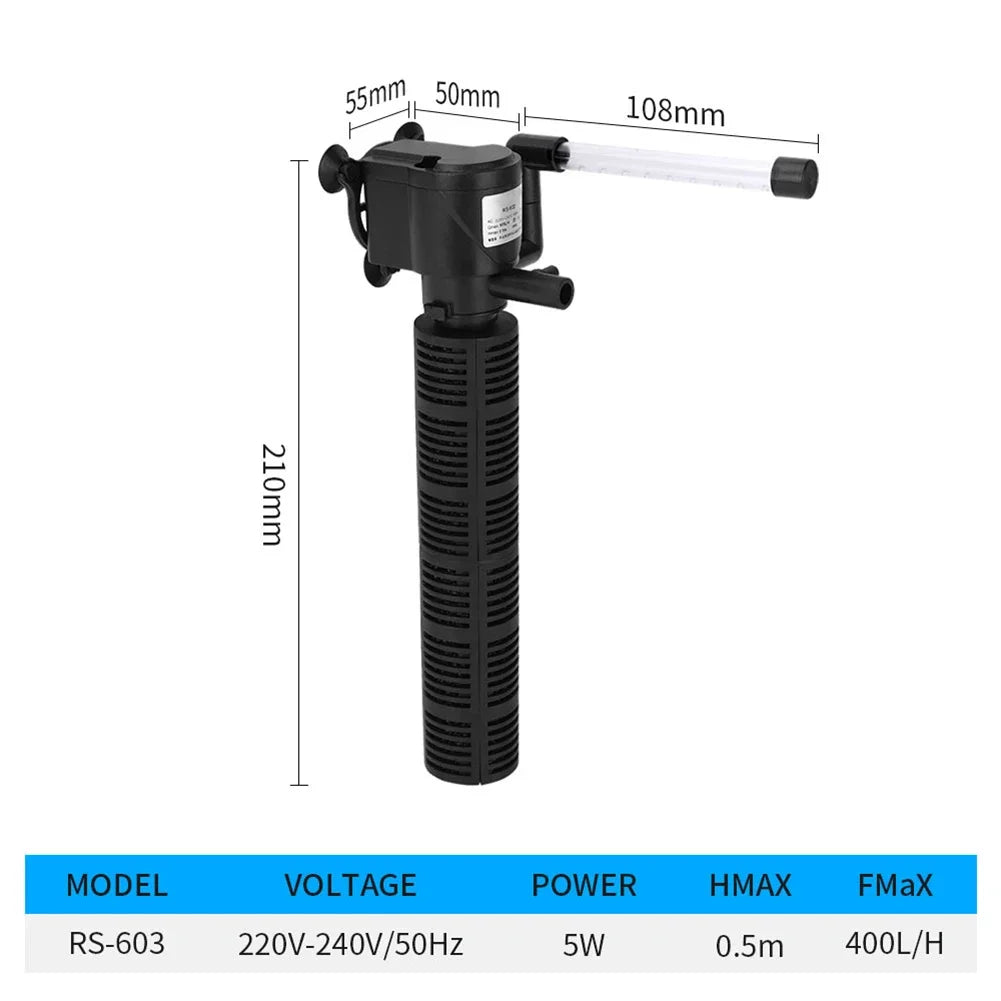 3 in 1 Silent Aeration Water Purifier Internal Pump