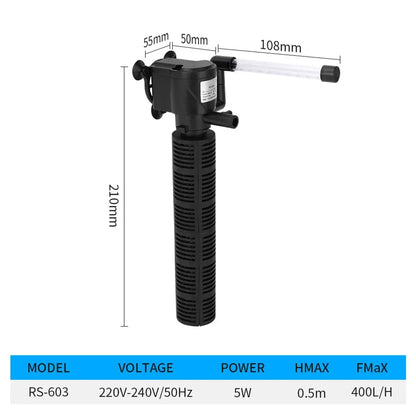 3 in 1 Silent Aeration Water Purifier Internal Pump