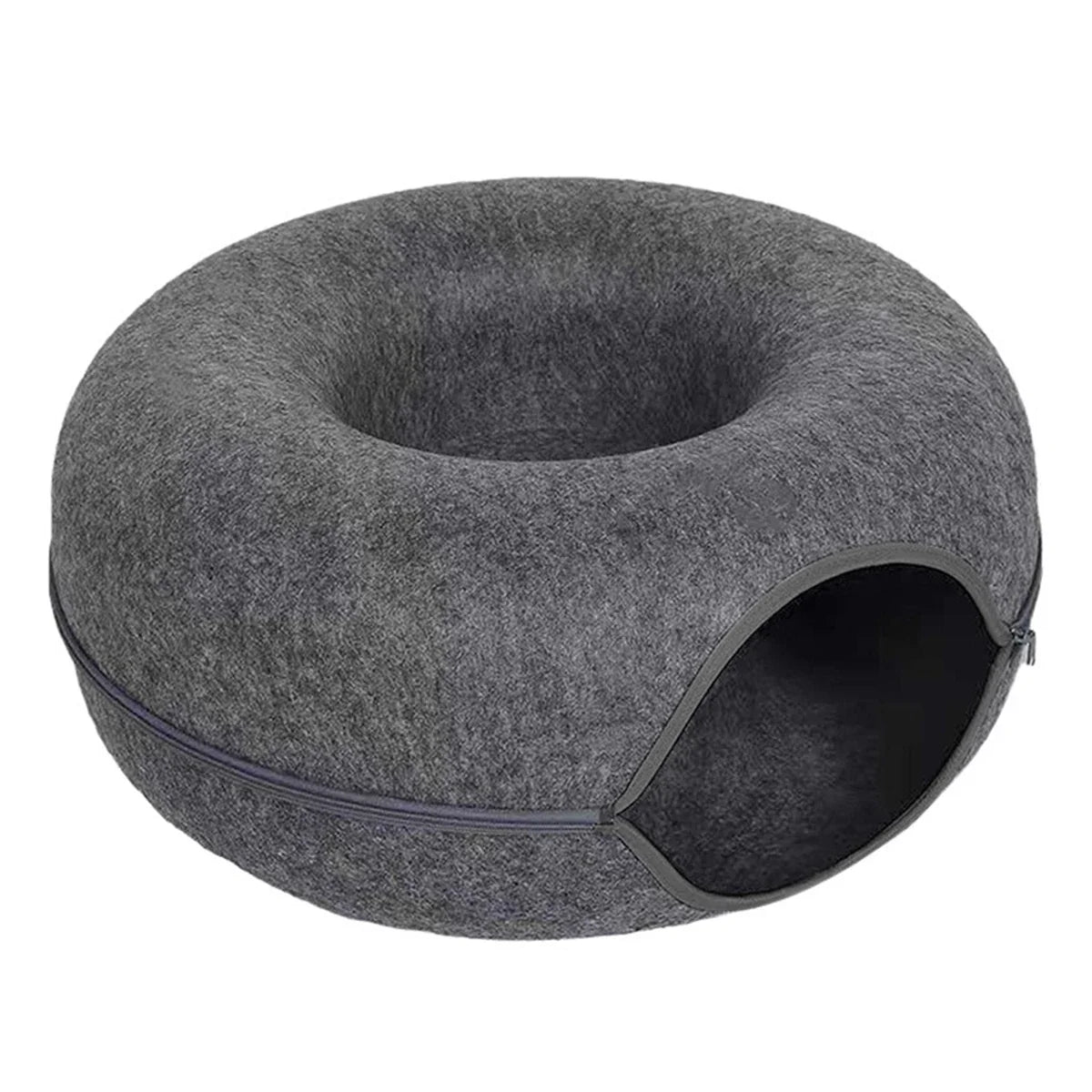 Felt Donut Cat Bed | 2-in-1 Cat Tunnel Bed & Hideout Whisker House