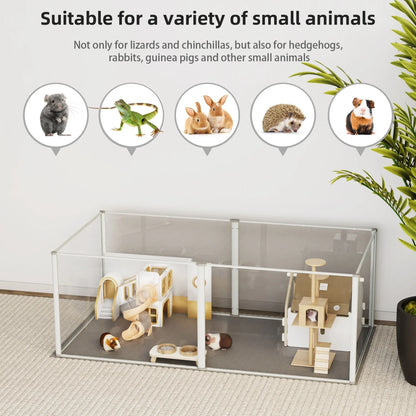 124cm Clear Acrylic Indoor 6 Panels Pet Enclosure w/ Waterproof Floor Pad
