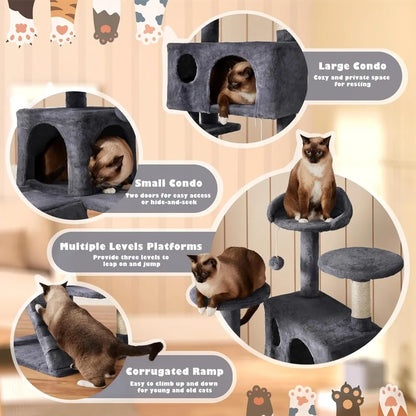 54in Cat Tree, Multi-Level Tower