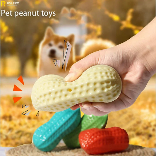 Chewing Toy Peanut Squeaking Anti Bite Rubber