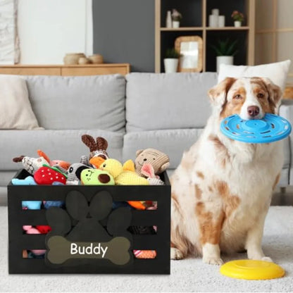Large Wood Dog Toy Bin Storage
