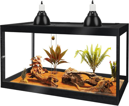 Reptile Tank with Mesh Roof and Sliding Door(Black, 27 Gallon)