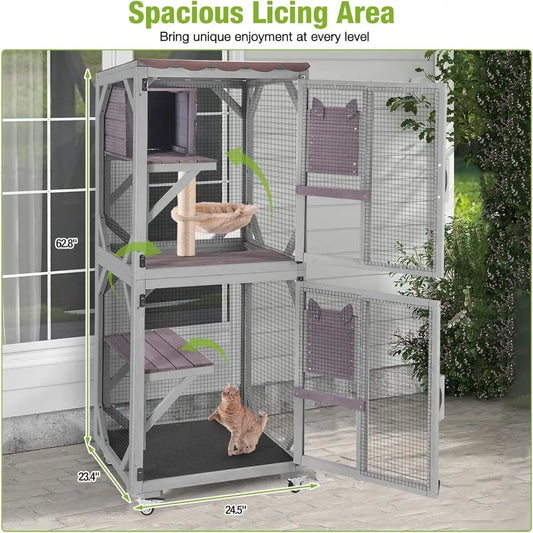 Catio Outdoor  Enclosure Mobile House  On Wheels