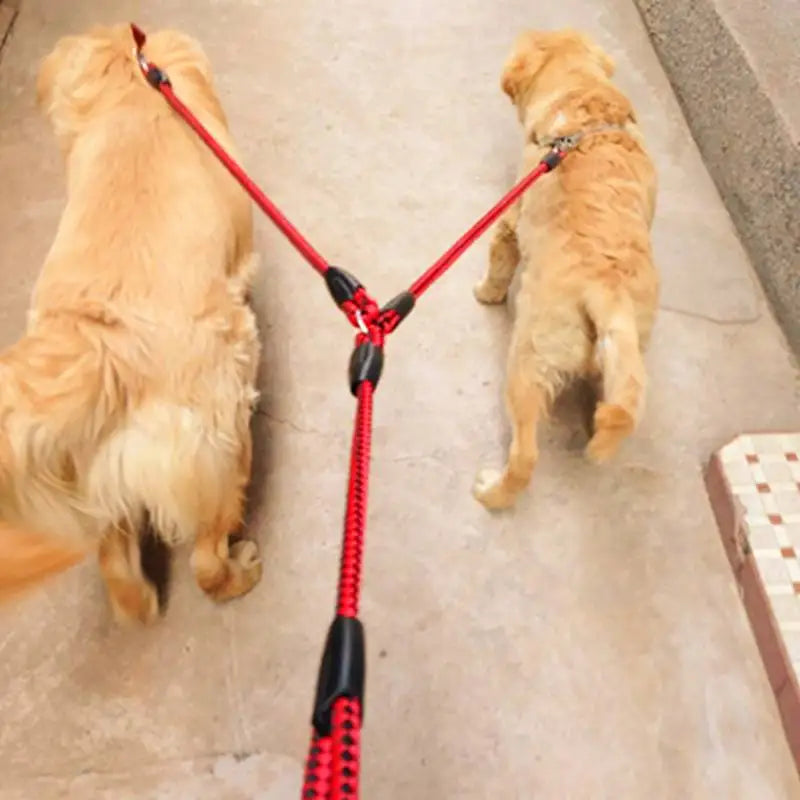 1.4m Pet Double Leash 2 Way Couplers Elastic Extended