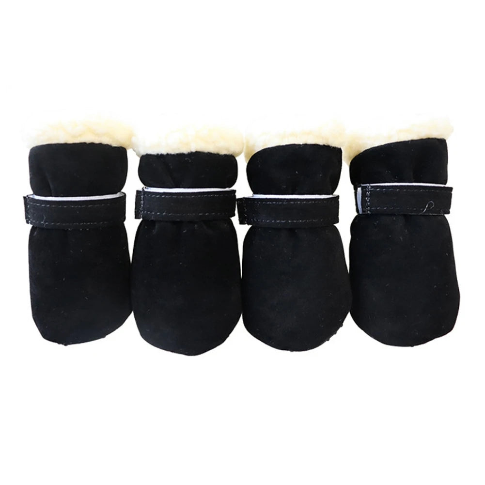 4Pcs Plush Snow Boots for Small Medium Dog Cats