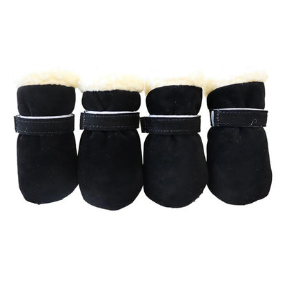 4Pcs Plush Snow Boots for Small Medium Dog Cats
