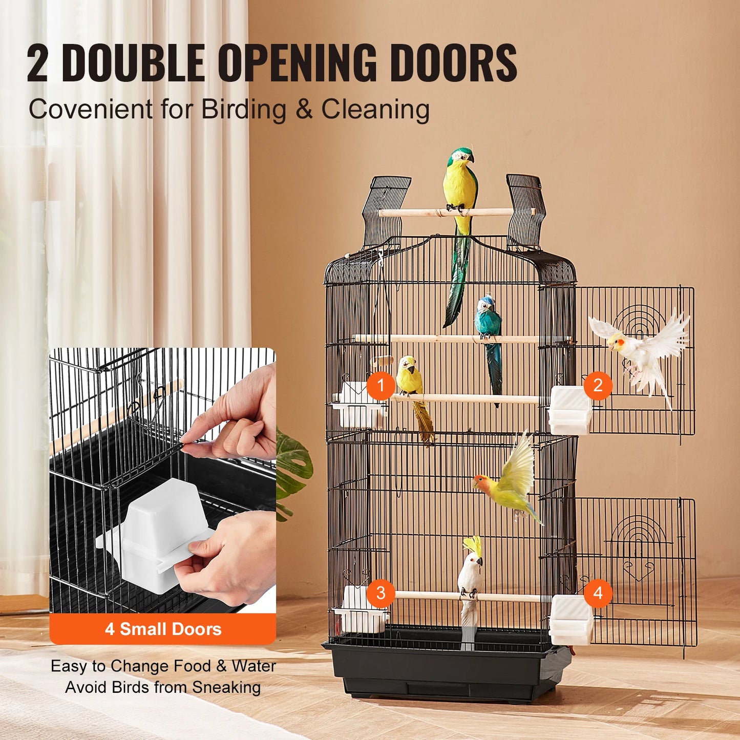 Open Top Large Parrot Bird Cage